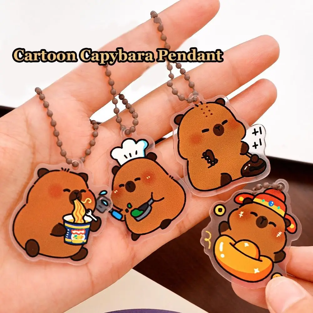 Porte-clés Capybara en acrylique pour fille, pendentif de sac, dessin animé mignon, 2024