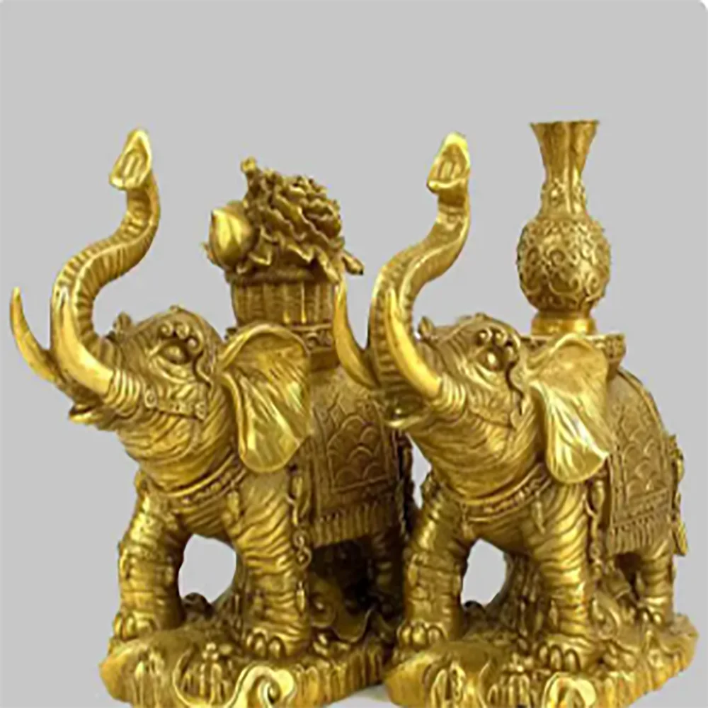 Pure copper, horse, dragon, Phoenix and horse ornaments - a pair of mascots and geomantic