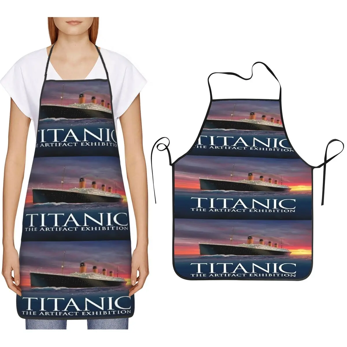Titanic Romantic Movie Aprons Chef Cooking Cuisine Tablier Bib Kitchen Cleaning Pinafore for Women Men Painting