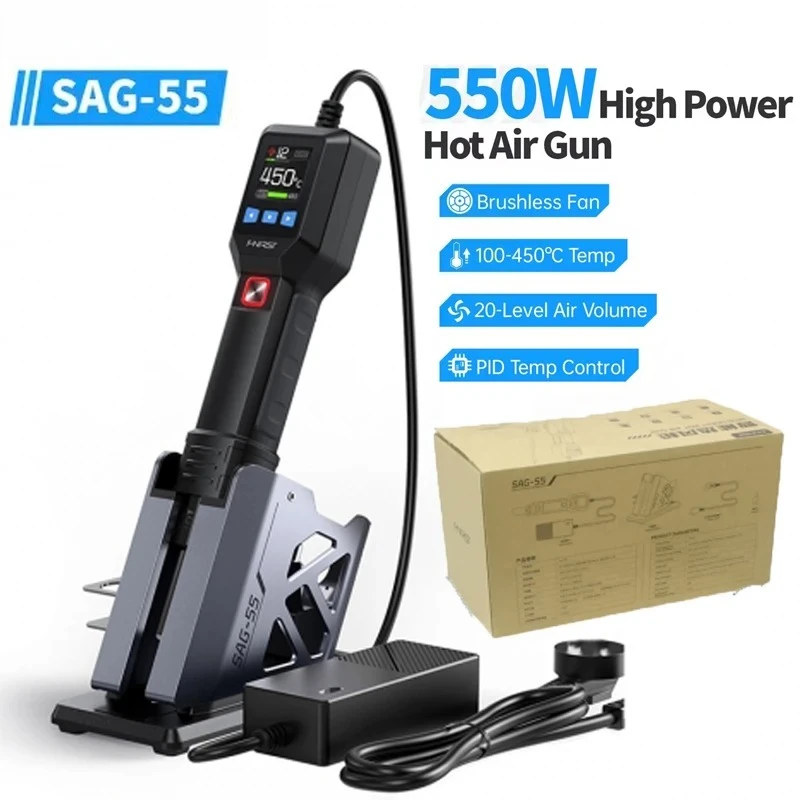 SAG-55 550W Micro Hot Air LCD Digital Soldering Heat with Stand BGA Rework Welding Repair Tool