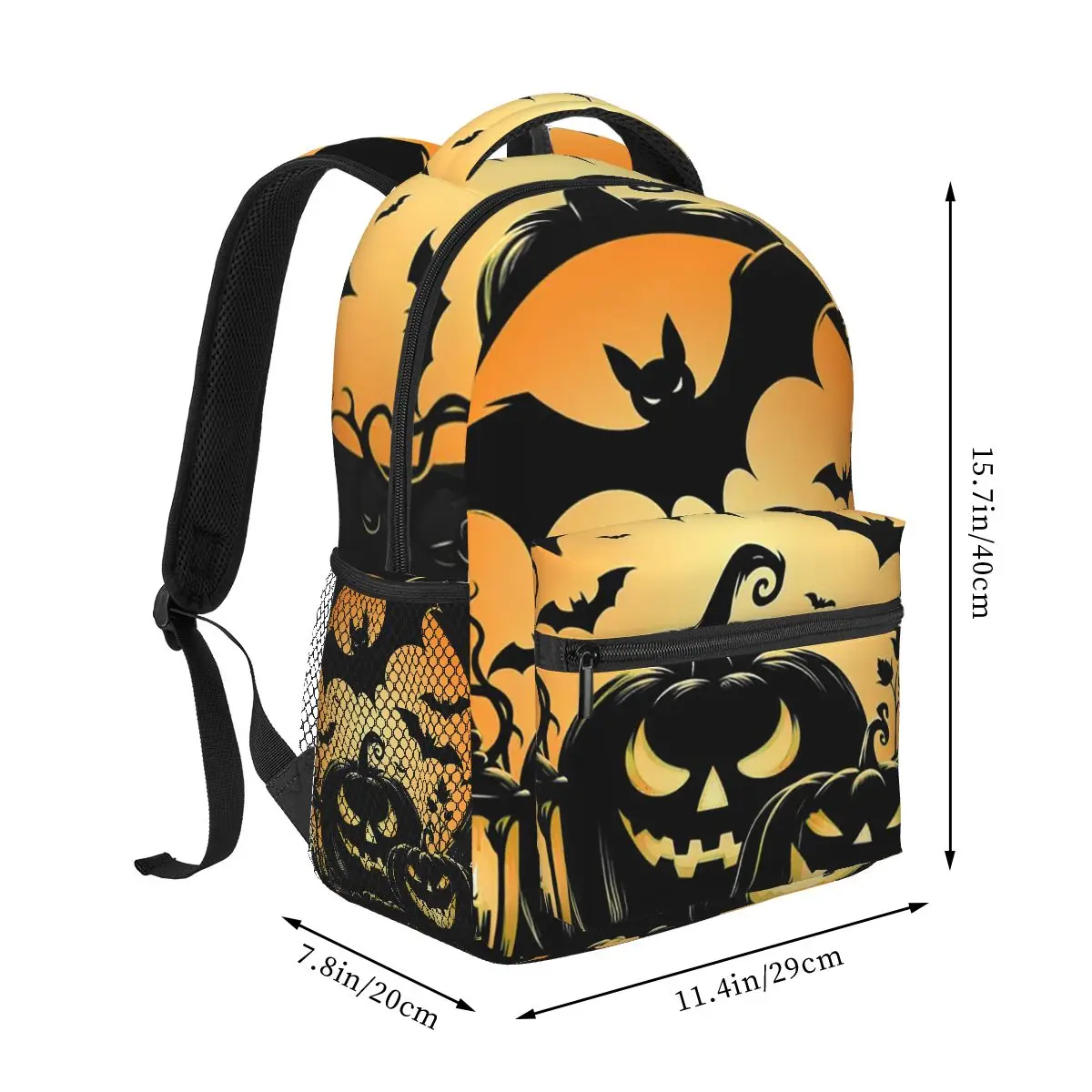 Halloween Spooky Gothic Pumpkin Lantern Student Backpack School Bag Hiking Travel Daypack for Boys Girls Bookbag Shoulder Bags