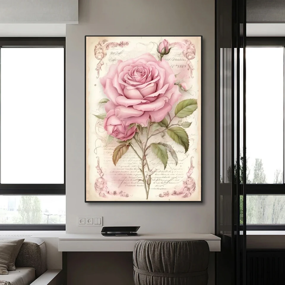 Pittura diamante paesaggio fiore rosa rosa pieno quadrato rotondo cartone animato 5D ricamo fai da te croce mosaico decorazioni per la casa regalo