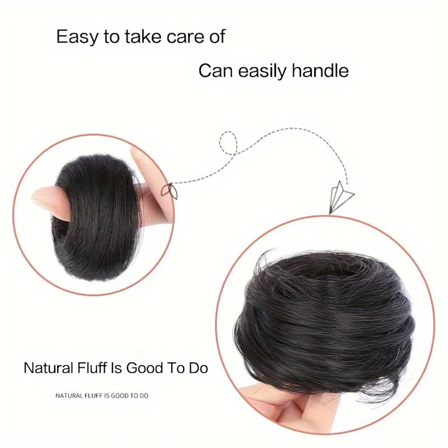 Ekstensi Sanggul rambut sintetis berantakan keriting, hiasan rambut elastis 55g rambut Updo donat Chignon untuk wanita