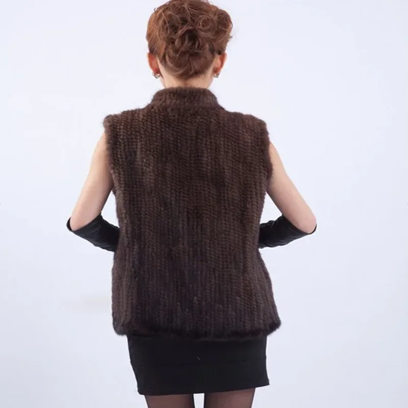 New arrivals genuine mink fur vest women knitted mink fur jacket winter mink waistcoats