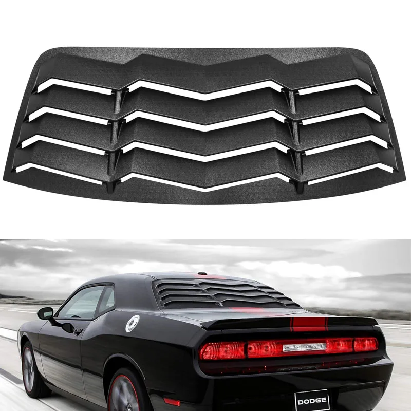 Rear Window Louver ABS Windshield Sun Shade Cover Compatible with Dodge Challenger 2008 - 2023 in GT Lambo Style Matte Black