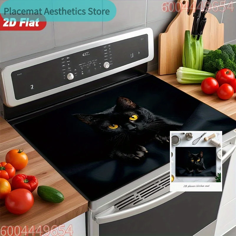 Black Cat Eyes 2D Pattern Design Measuring  Suitable for Stoves, Induction Cooktops, and Ceramic Hobs, This Versatile Cover Pre