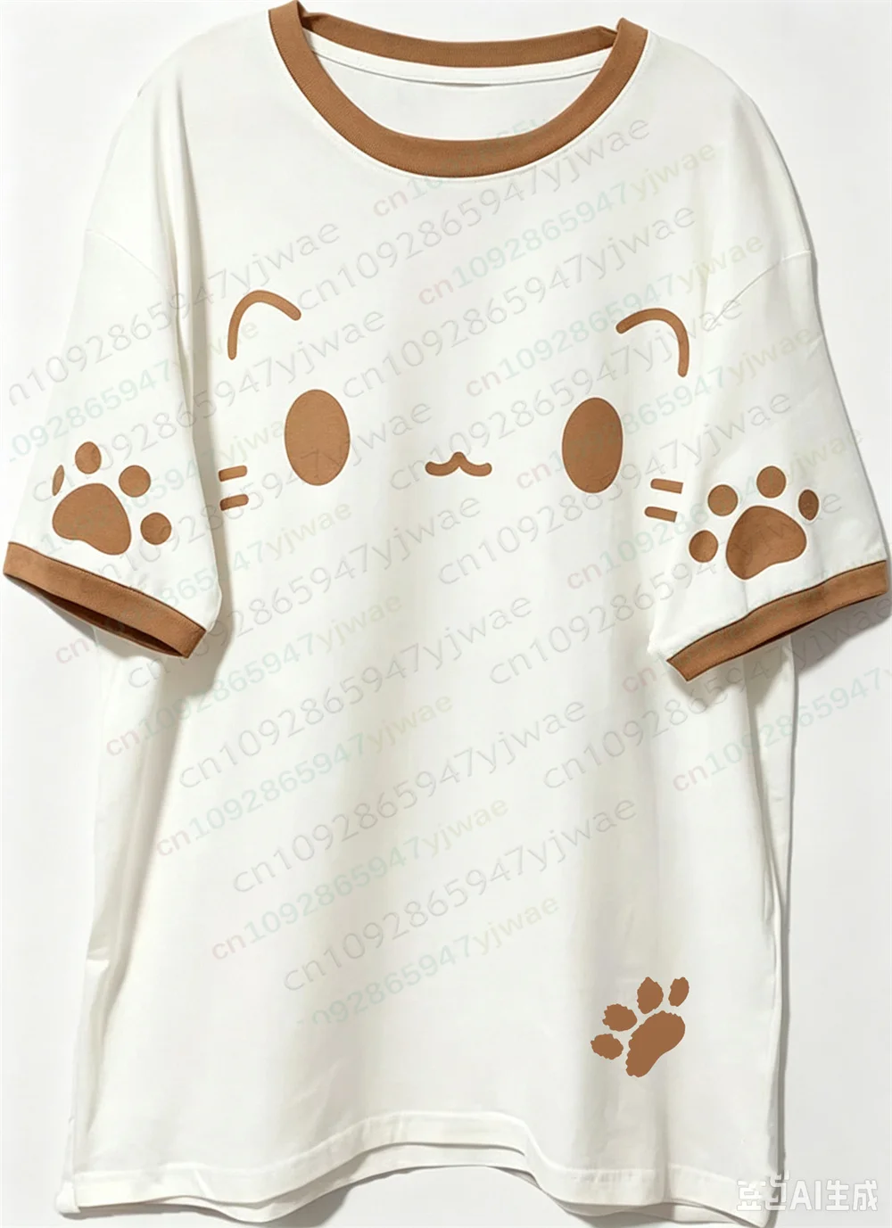 Japanische Kawaii Süße Katzenpfoten T-Shirts Damenmode Y2k Harajuku Niedlicher Cartoon-Druck Lose T-Shirts Tops Sommer Damen T-Shirt – Detail 8