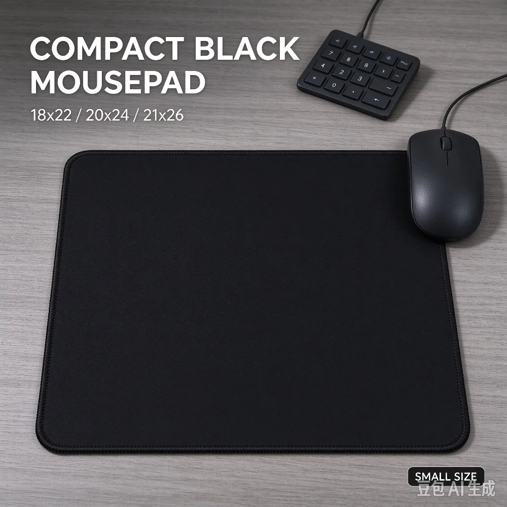 CIFBUY Office Plain Black Mouse Pad, Solid Color Non Slip Keyboard Desk Mat, 18x22 20x24 21x26 30x40 30x60 30x70 30x80 40x90