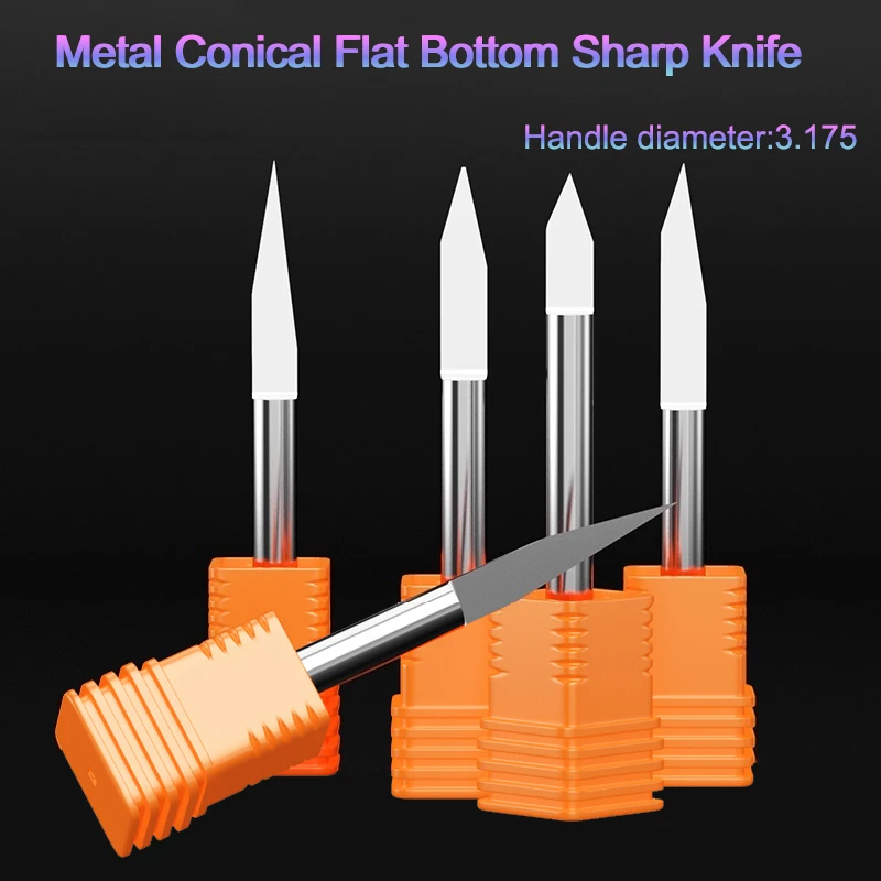 

1/3/5Pcs 3.175MM Metal Conical Flat Bottom Sharp Knife For Copper Aluminum Metal Precision Engraving