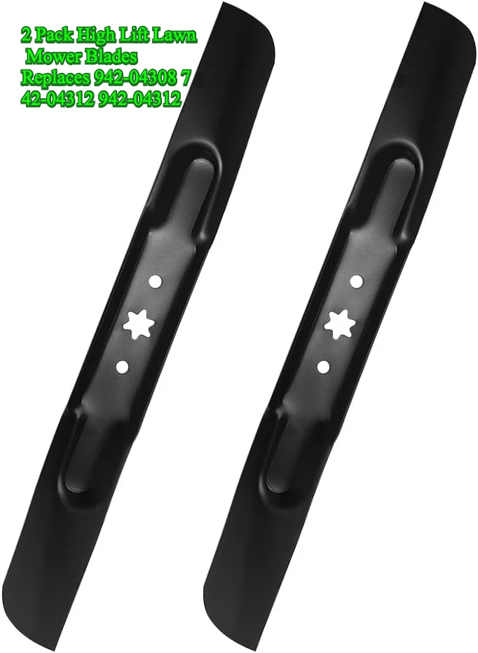 2 Pack High Lift Lawn Mower Blades Fits Cub Cadet, Troy Bilt, Craftsman 42'' Deck Mower, Replaces 942-04308 742-04312 942-04312