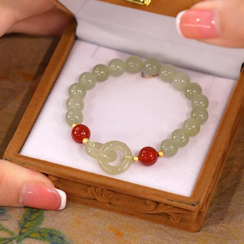 Summer Valentine\'s Day Gift Love Heart Jade Beads Charm Bracelet for Women Girl Fashion Natural Bracelet To Love Jewelry Gifts