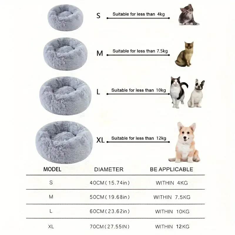 Round Pet Nest Bed House Soft Long Plush Dog Bed for Dogs Basket Pet Products Cushion Cat Bed Cat Mat Animals Sleeping Sofa