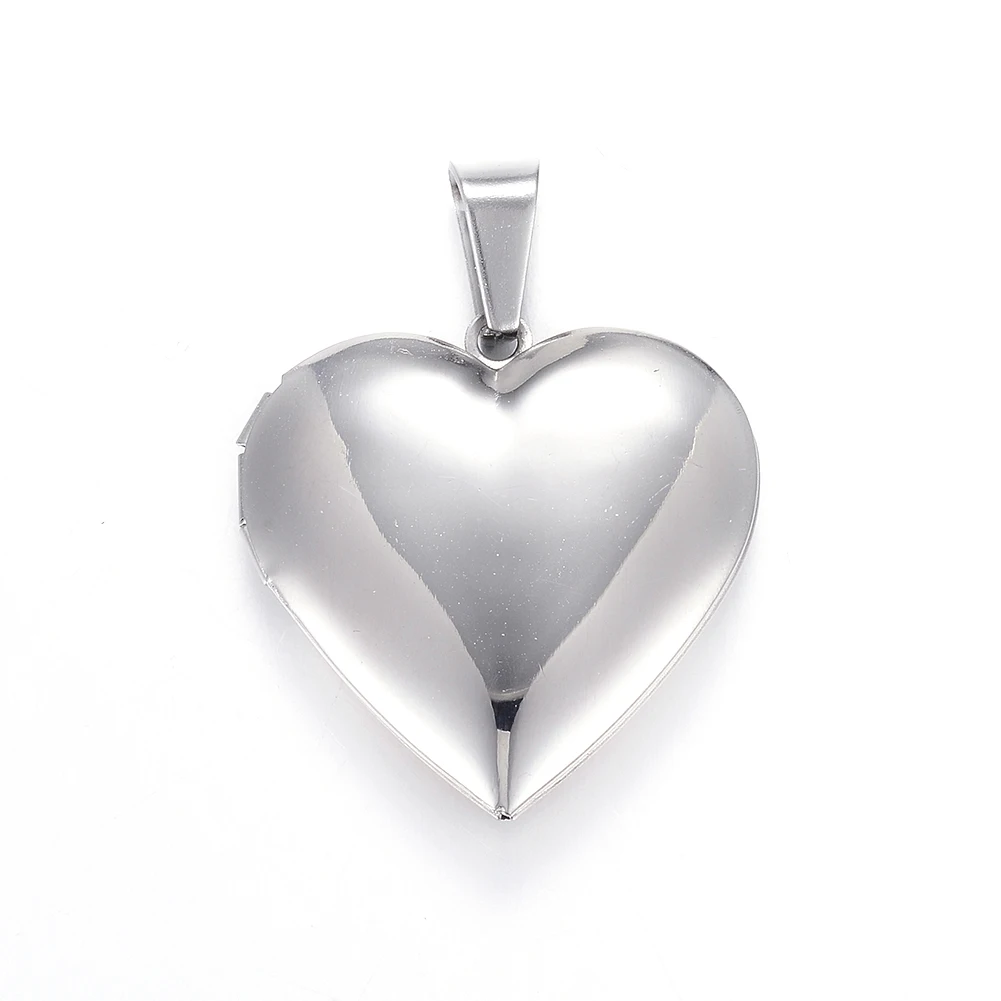 10pcs Heart Locket Pendants 316 Stainless Steel Openable Photo Frame Necklace Pendants for Women Gifts 29x29x7mm Inner 21x20mm