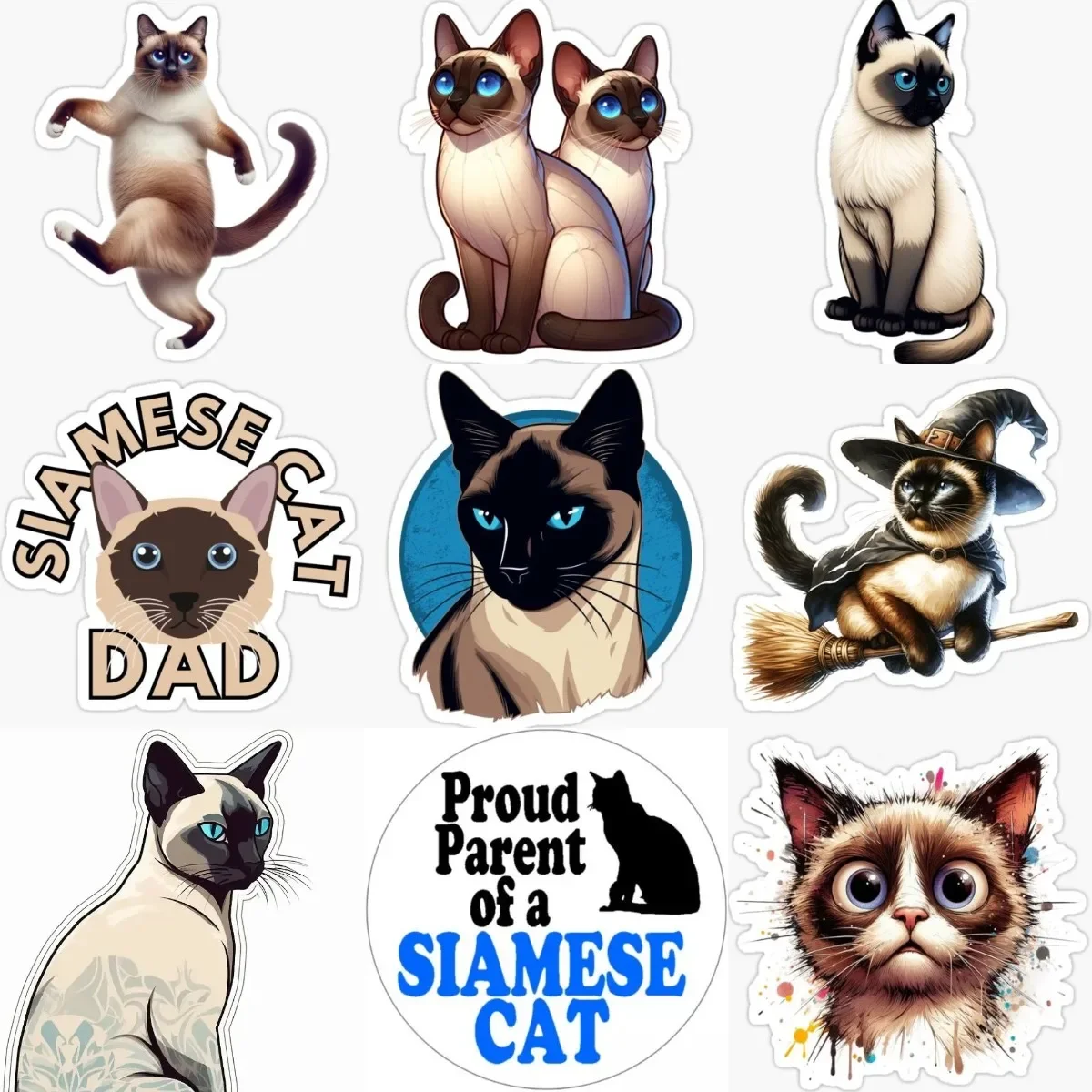 

Creative Siamese Cat Cute Pets PVC Sticker for Fridge Helmet Wall Car Van Truck Bicycle Window Motorcycle Decal Accessories