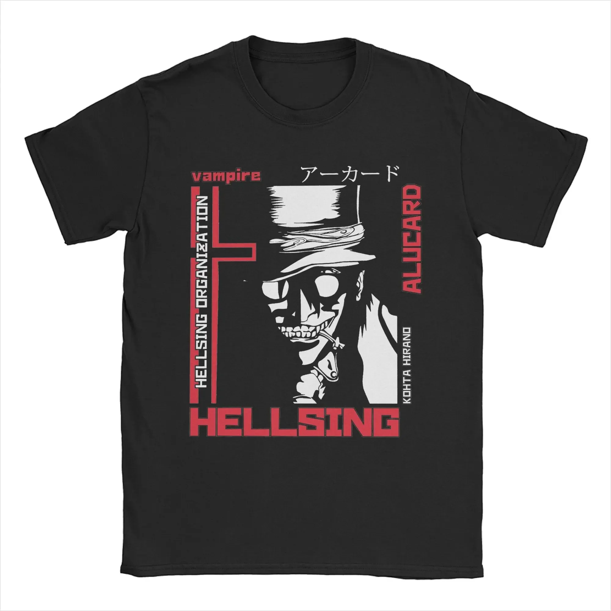 

Мужская футболка Hellsing Anime Awesome из чистого хлопка, футболка с короткими рукавами, топы с круглым воротником, подарок на день рождения