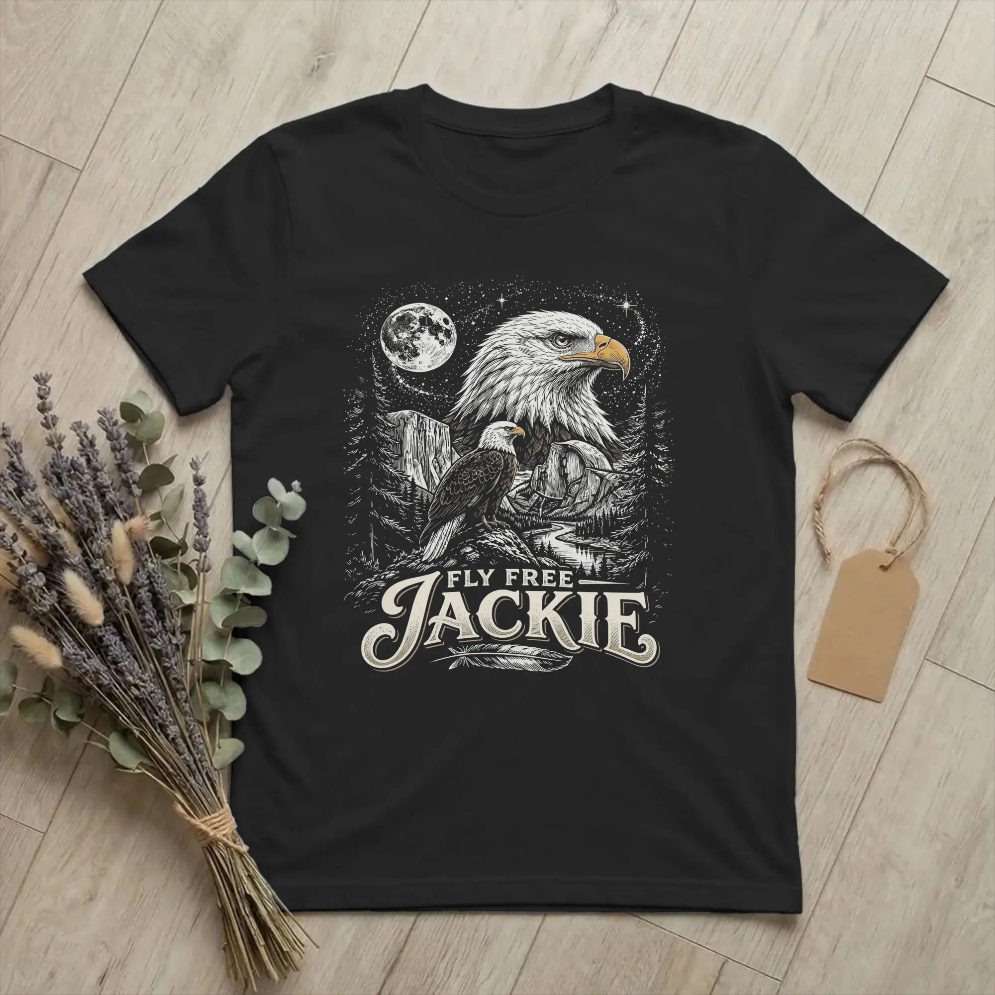 Jackie Bald Eagle  gift for Birder T-Shirt For Men Women 100%Cotton Tops Vintage  Round Neck Short Sleeve