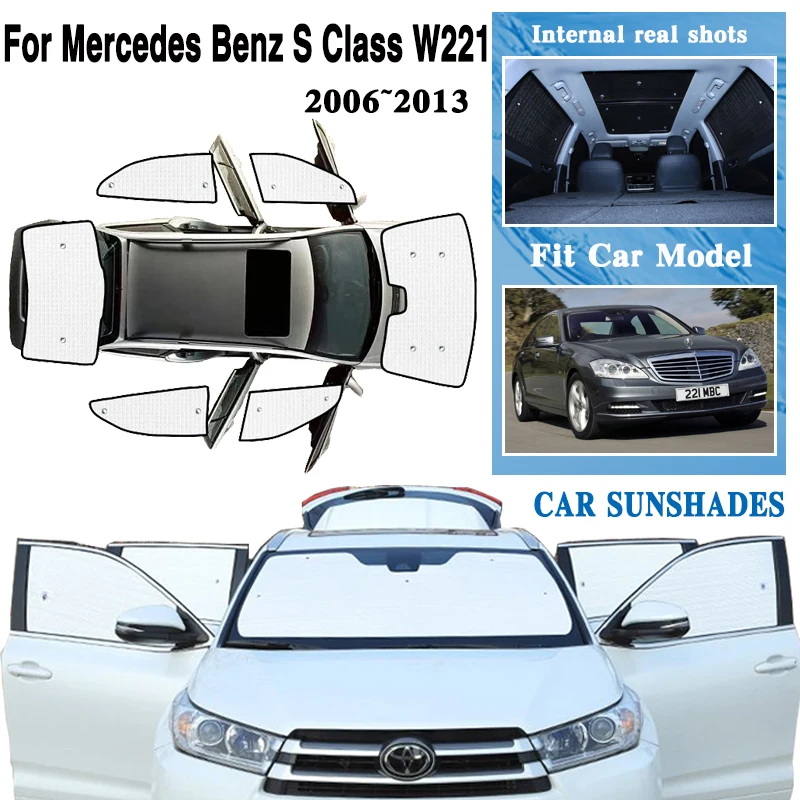 

Car Anti-UV Sunshade Cover For Mercedes Benz S Class SWB 2006~2013 W221 Sunscreen Window Black Sliver Visor Coverage Accessories