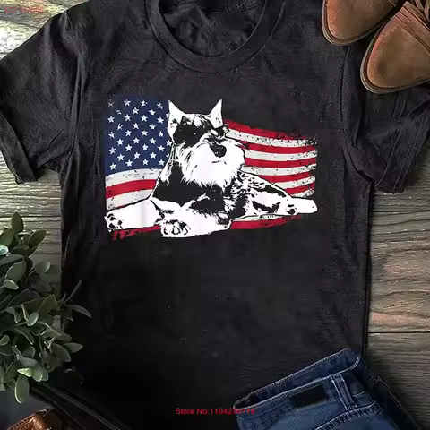 Miniature Schnauzer Dog Breed T Shirt for Lovers Funny Vin vintage Washed Stylish Breathable Stretched Casual Slightly fashion