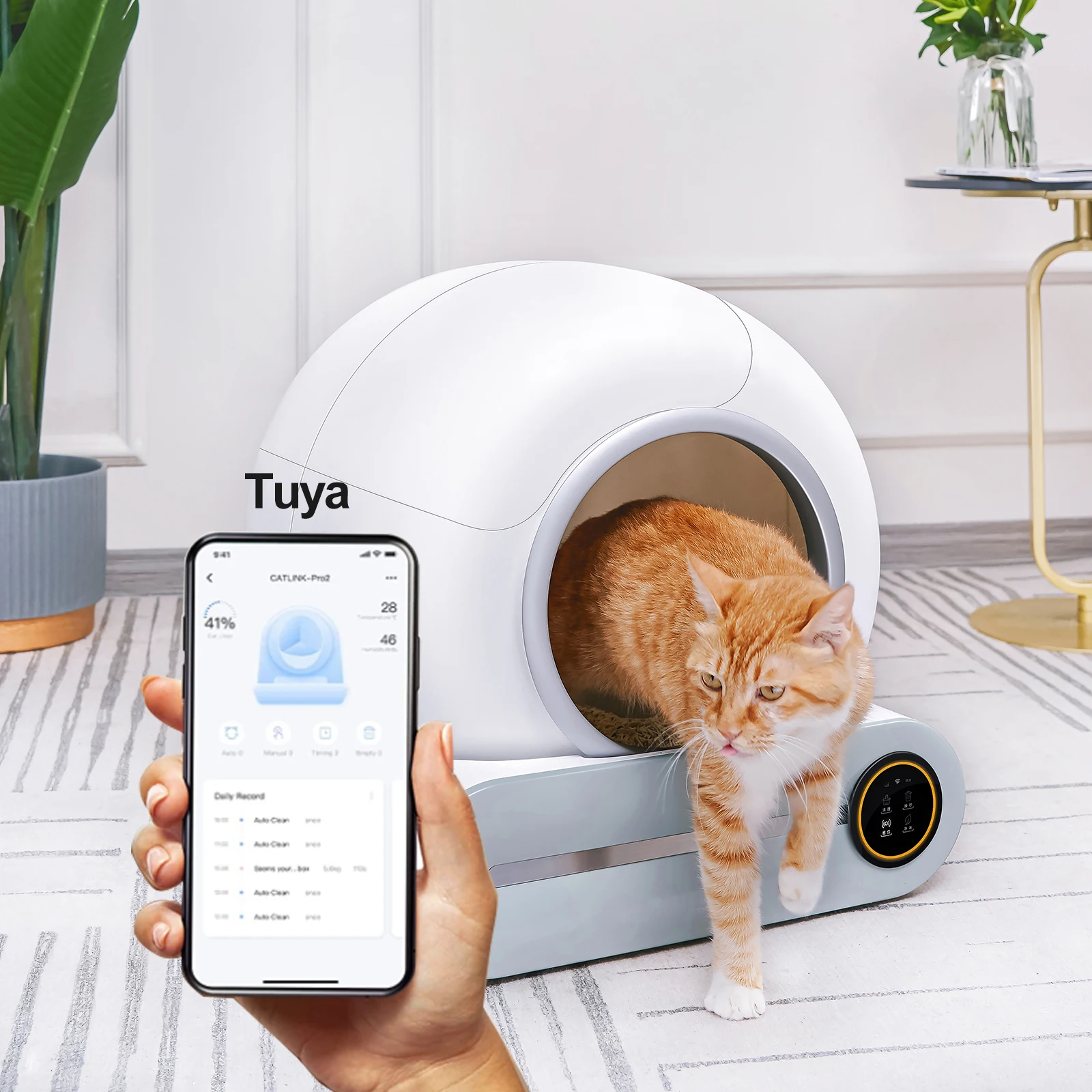 Caja de arena automática para gatos de gran capacidad, Monitor de vídeo, eliminación de olores, Control por aplicación, autolimpieza, caja de arena para gatos o gatos múltiples