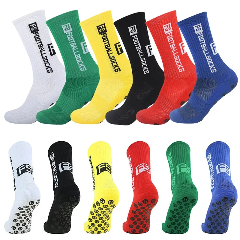 3 Pairs FS Non-slip Football Socks Men Women Sports Anti-Slip Soccer Stockings Silicone Bottom Breathable Outdoor Soccer Socks
