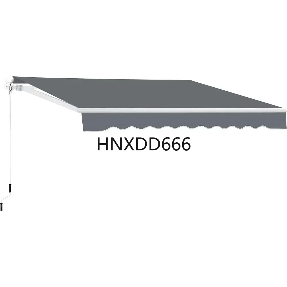 

Canopy, 12'x10' Retractable Patio Awning Sun Shade Cover, Outdoor Shelter for Deck with Manual Crank, Wall Mounting Canopy
