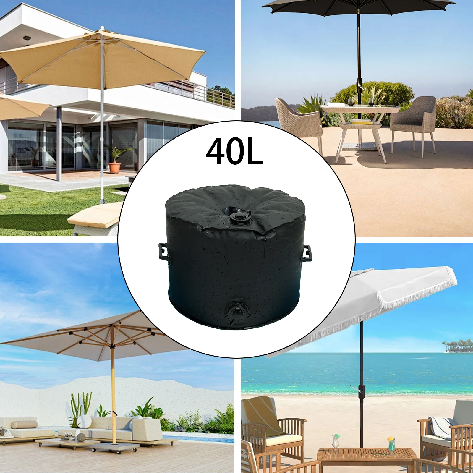 20L/40L Umbrella Base Weight Bag 1000D Sandbag with Handle Weatherproof Parasol Durable Parasol Base for Less Than 8cm Diameter