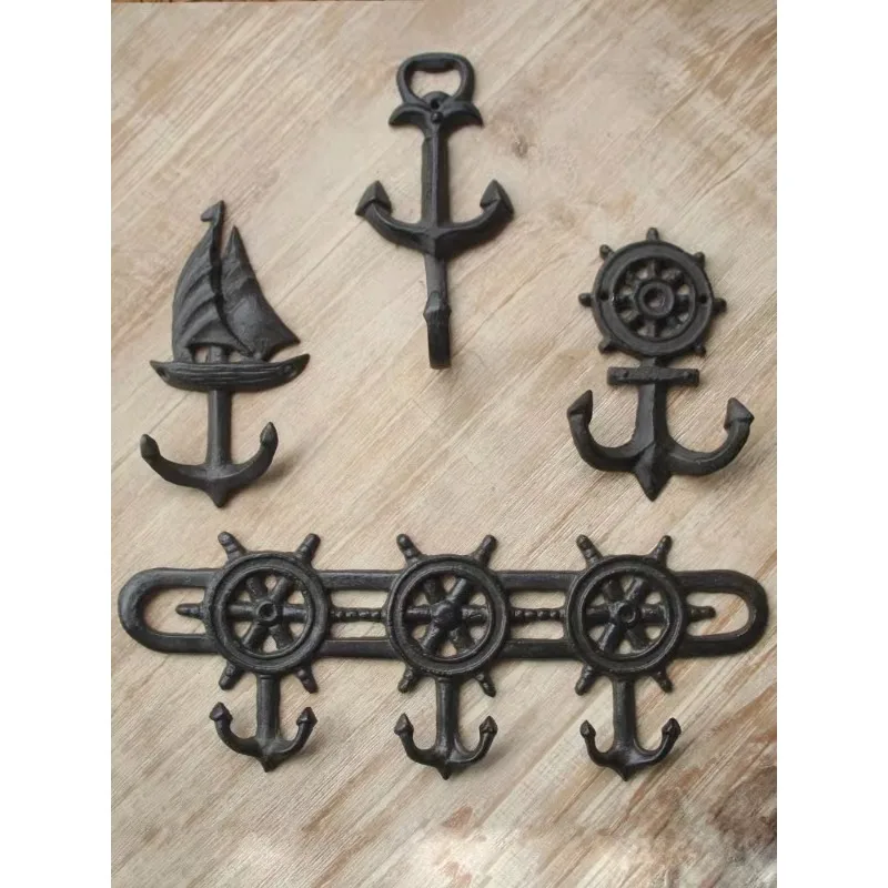 Cast Iron Hook Sailing Series Garden Balcony Grocery Courtyard Outdoor Vintage Decoration Iron Wall Hanging Wall Hanging