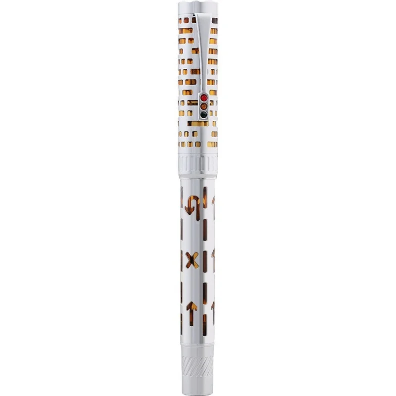Imagem -01 - Majohn t6 Caneta-tinteiro com Pistão ef f Nib City Light Acrílico e Esqueleto Metal Oco Canetas de Presente majohn t6 caneta tinteiro com pistao ef f nib city light acrilico e esqueleto metal oco canetas de presente 01