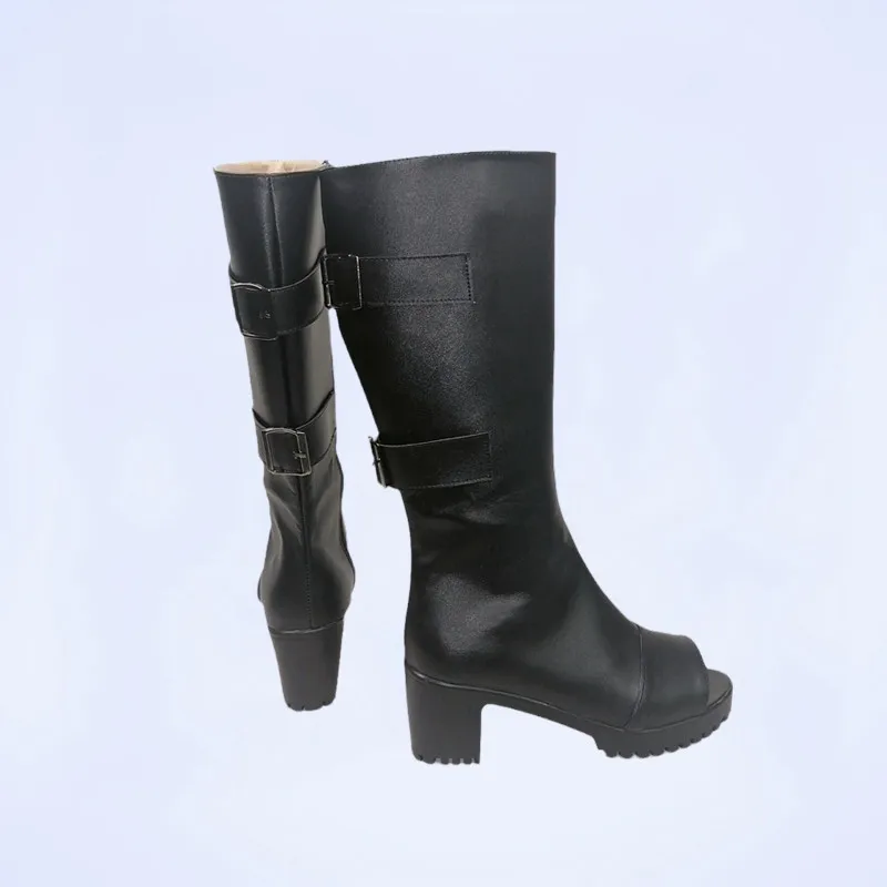 Buty do cosplayu Haruno Sakura, czarne buty ze skóry PU, akcesoria do kostiumu na Halloween, rekwizyty, wykonane na zamówienie.