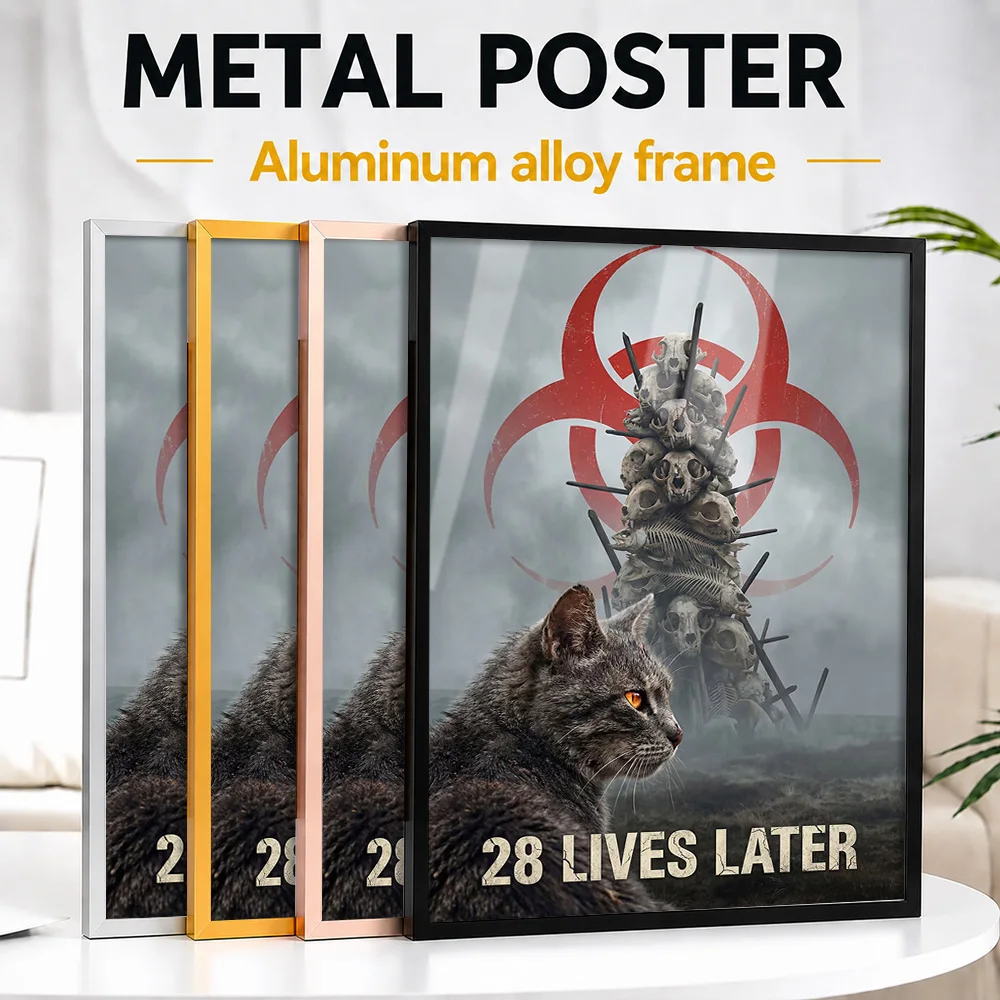 28 Years Later Cat Parody Movie Framed Metal Poster Personalized Screen Tribute Wall Art Perfect In Theater For Story Lovers