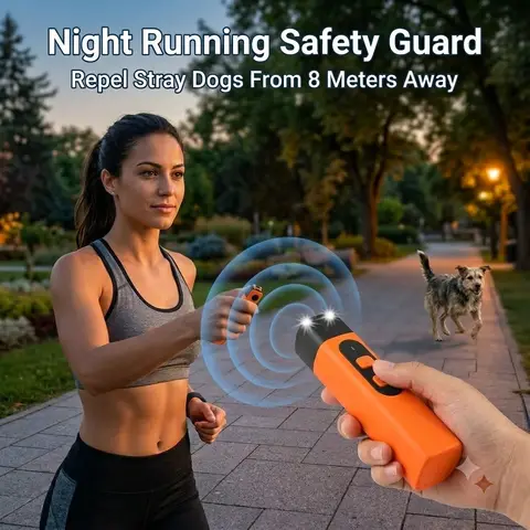 Handheld Portable Ultrasonic Dog Repellent One-Button Multi-Mode Barking Deterrent Outdoor Dog Training Device