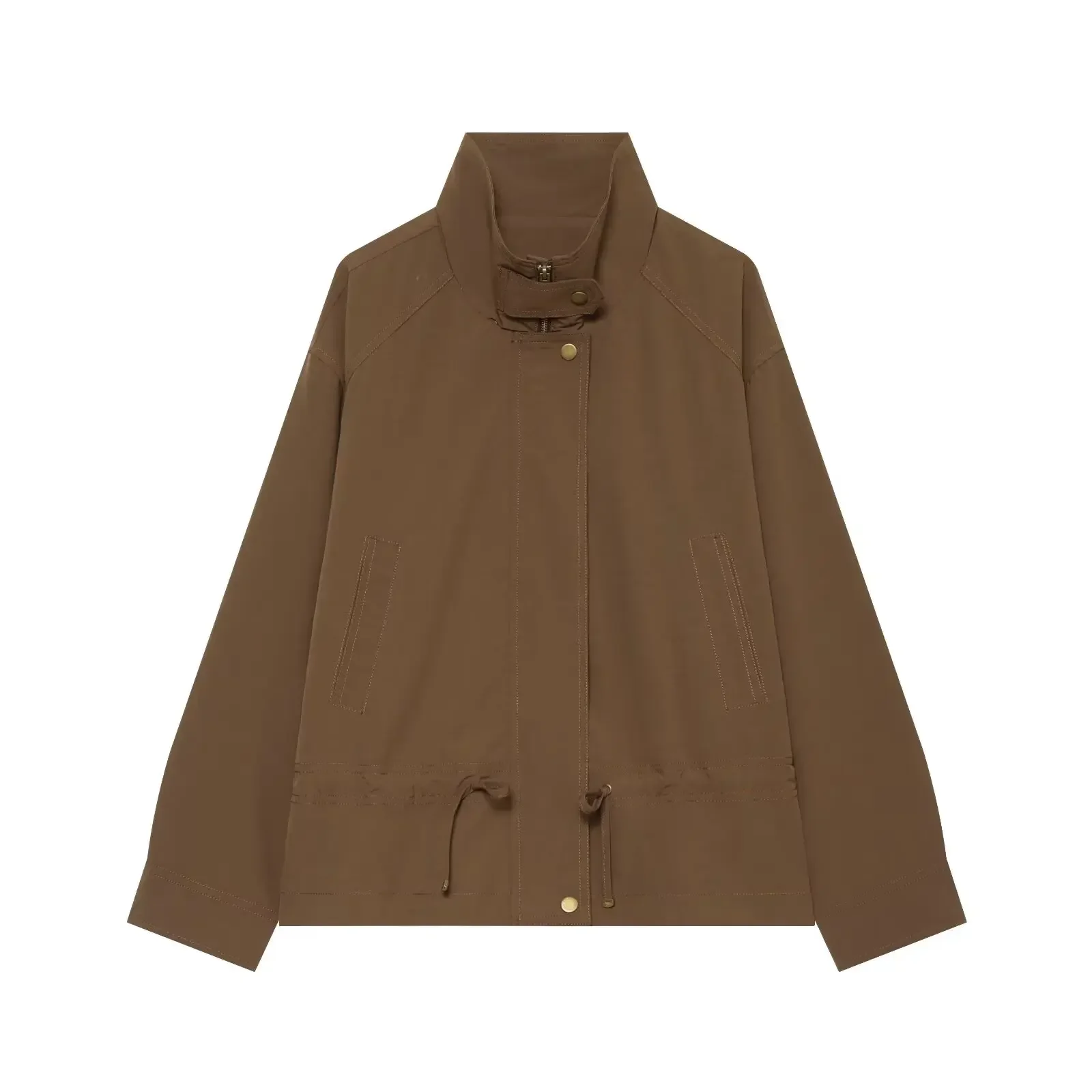 Casual Loose Women's Jacket Top Spring Autumn Female Workwear Style Waist Drawstring Tied Coats Lady Daily Streetwear Jackets