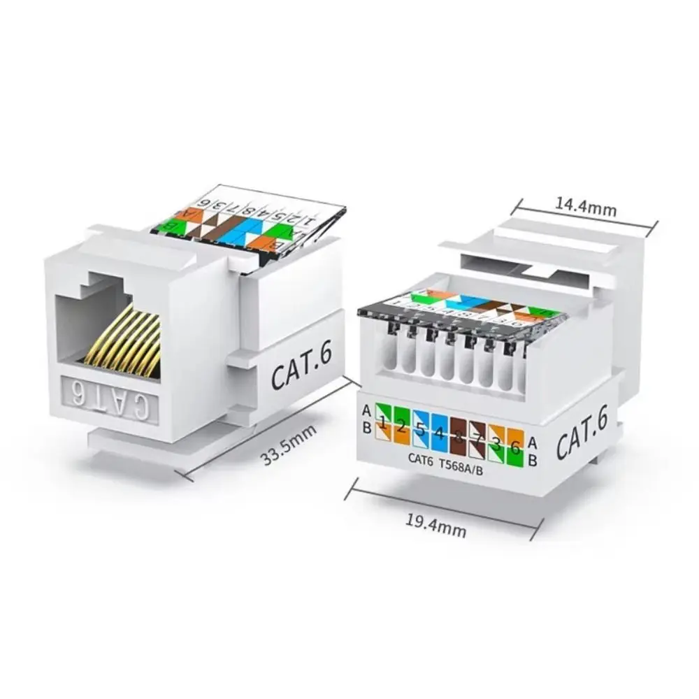 UTP Network Connector Cat5e Cat6 RJ45 Ethernet Module Tool-Less White Module Coupler Jack Connector