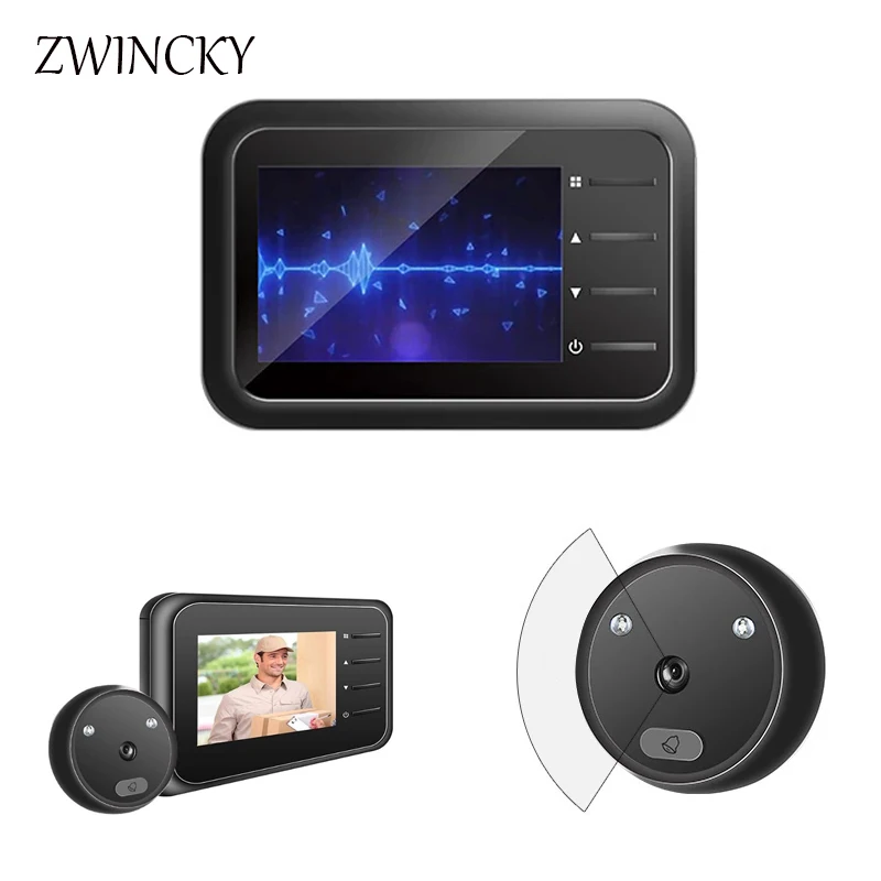 ZWINCKY-Vídeo Peephole Campainha Câmera, Video-Eye, Auto Record, Anel Eletrônico, Visão Noturna, Digital Door Viewer, Entrada, Home Security