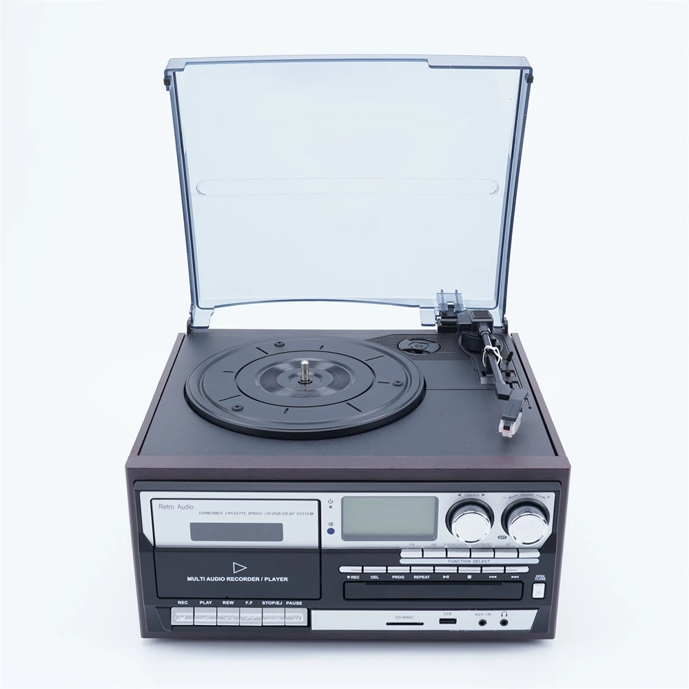 Multi Gramophone Phonagraph Turntable Player&vinyl Player With CD USB SD Recording AUX Input AM FM RadioCassette & Rca Line Out