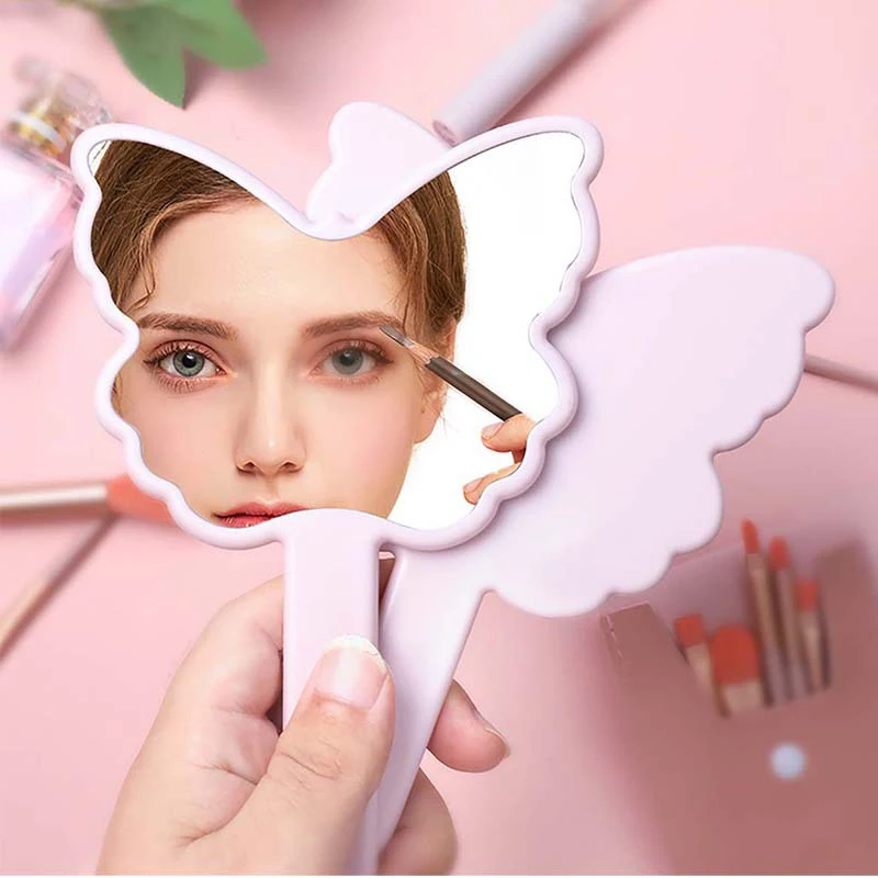 Butterfly Shaped Makeup Mirror Handheld Mirror Portable Eyelash Extension Mirrors Salon Mirrors Makeup Accessories