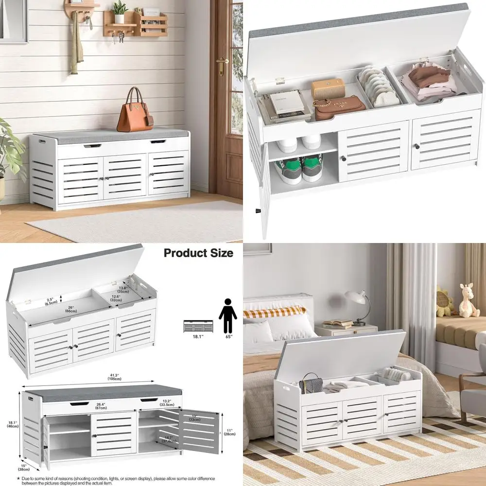 

3-дверный шкаф для обуви с мягким сиденьем, 2-уровневая скамейка для хранения в прихожей для спальни, гостиной и прихожей