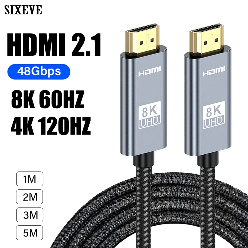 Câble Adaptateur DisplayPort 1.4 Vers HDMI 2.1 8K - Support 8K@60Hz 4K@120Hz HDR Dolby Pour PC, TV, Moniteur