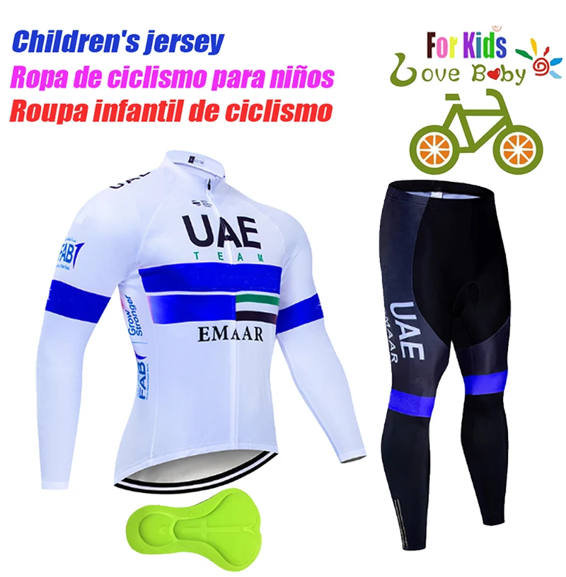 UAE 2023 Kids Cycling Clothing Boy Long Sleeve Jersey Set Children Outdoor Jacket Uniform Ropa Ciclismo Bike Clothes Breathable