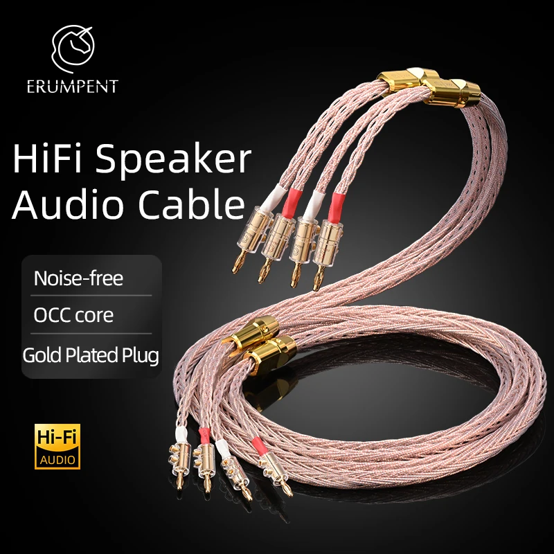 Hi-end HiFi Speaker Audio Cable with Banana Plug OCC Core for Home Theater Amplifier Surround Sound System Speaker Horn Cable