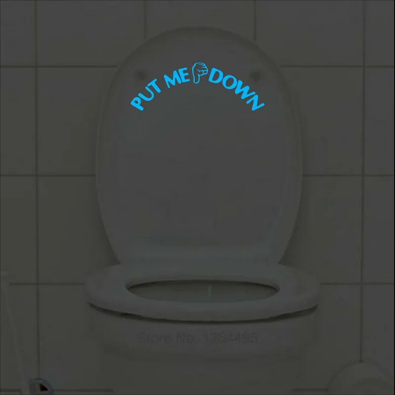 Glow in the Dark Funny Toilet Seat Sticker Put Me Down Toilet Bowl Decal Toilet Training Decorations Bathroom DIY Decor