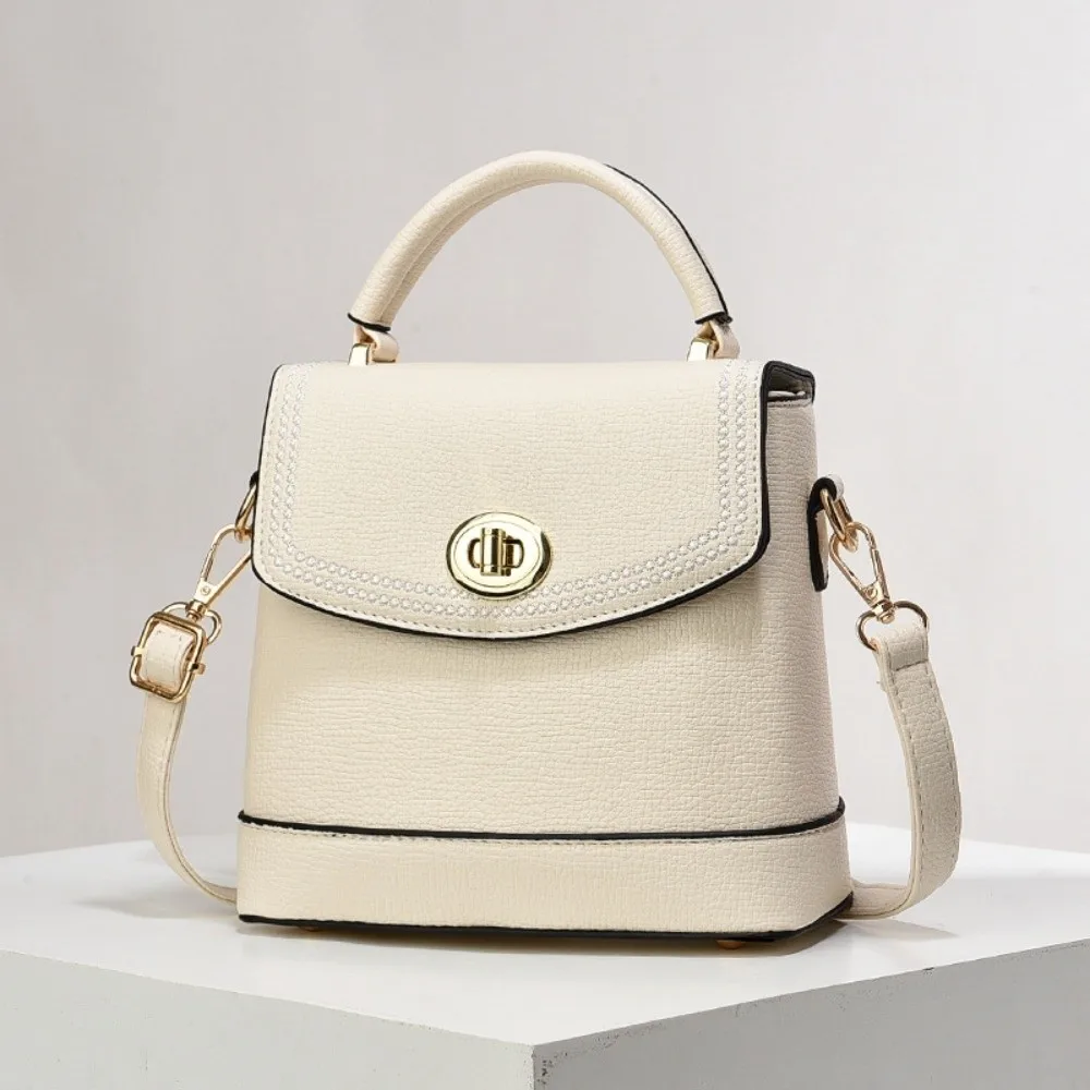 

Элегантная улучшенная сумка из искусственной кожи с защитой от брызг воды, портативная текстурированная квадратная сумка, большая вместительная женская сумка на плечо цвета миндального печенья