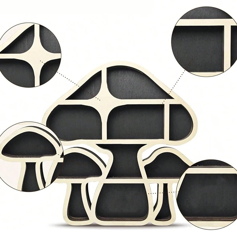 Mushroom-Shaped Shelf Multi-Layer Storage Rack Wall Decoration Pendant Wooden Craft Crystal Stone Storage Rack-A73M