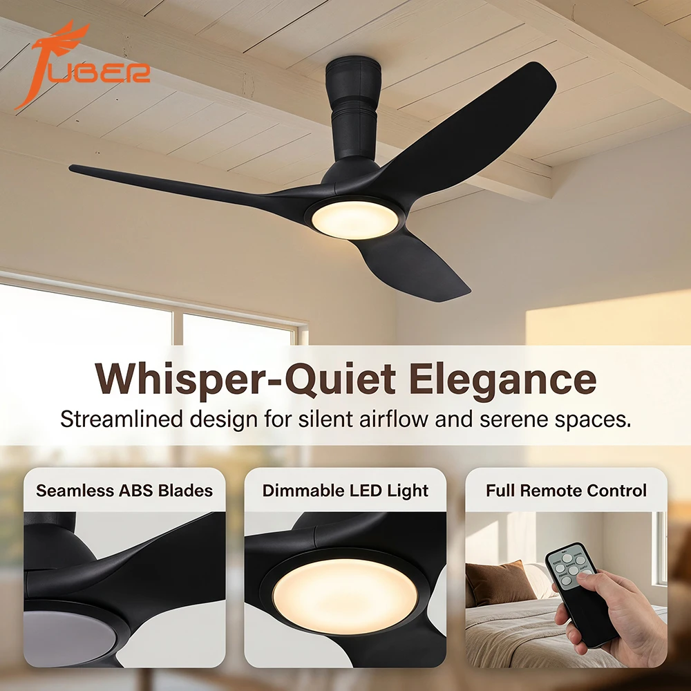 Wholesale 3 Blade Fan Light with Integrated LED Brown Minimalist Ceiling Fan AC Motor Remote Control for Homestay Project Use