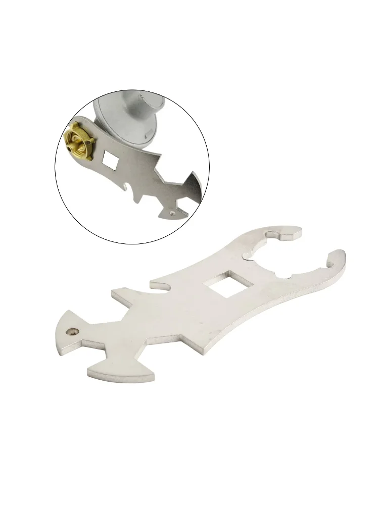 1pc Gas Bottle Wrench Stainless Steel Gas Cylinder Wrench For Outdoors Portable Cooking Gas Conditioning Tools Replacement Parts