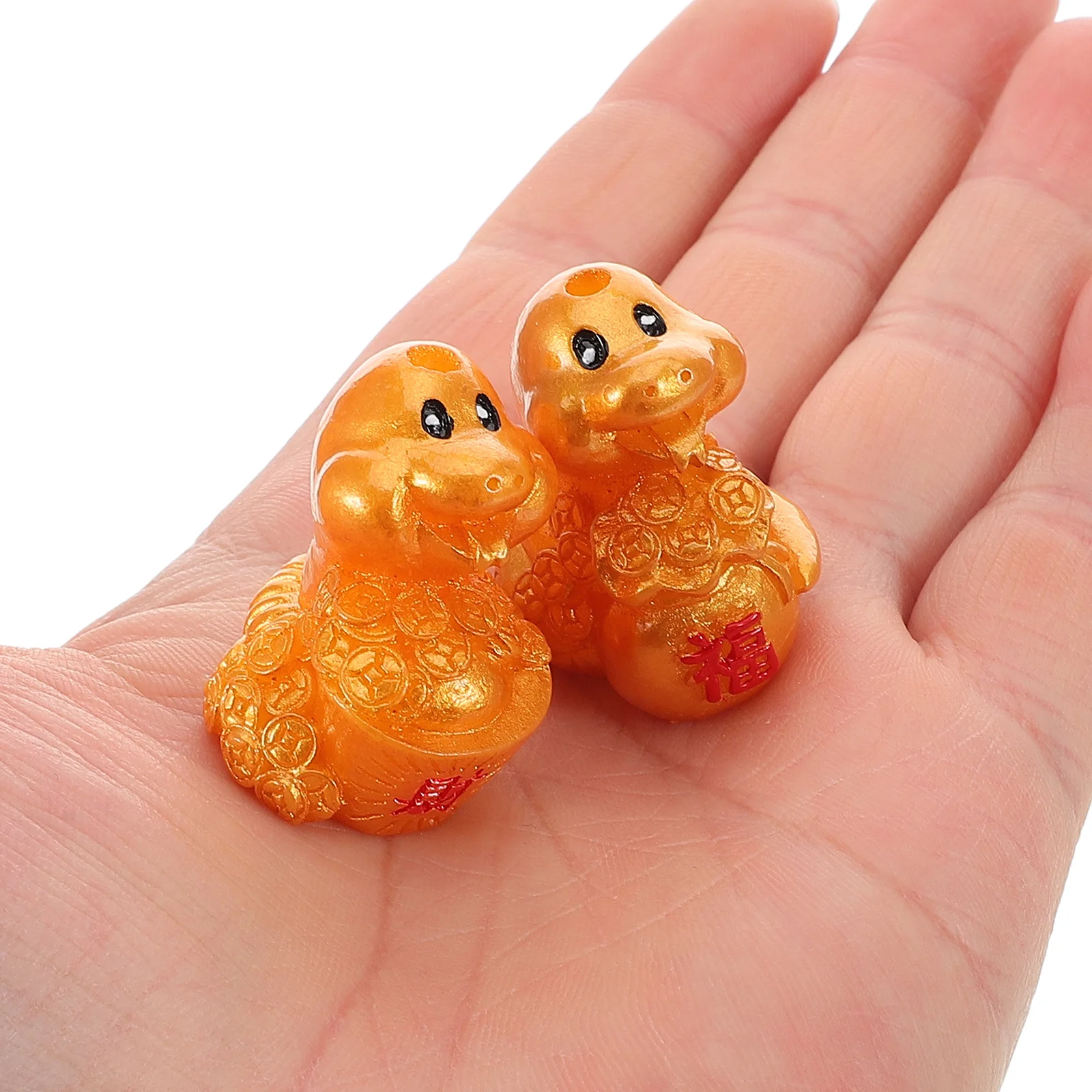 10Pcs Gold Plated Snake Pendant Resin Chinese Zodiac Charm DIY Jewelry for Necklace Keychain Bag Decor Festival Gift Idea