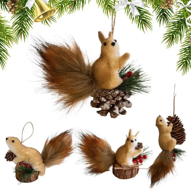 Christmas Decorations Simulated Squirrel Pendant Foam plush Cute Squirrel Christmas Tree Creative Doll Small Creative Pendant