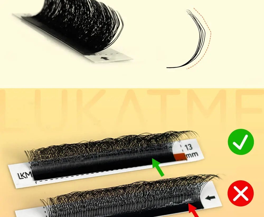 8 Stück/Box LUKATME Vorgefertigte Fächer YY W-Form Curl D/M 7-15mm Mix-Stil YY 4D 5D 6D 7D Großhandel Falsche Wimpern Zubehör Braune Wimpern – Detail 8