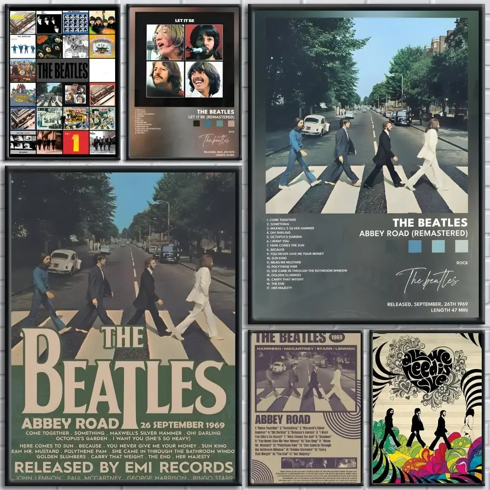 Classic Rock B-Beatles Poster Room Wall Art Decor Waterproof Stickers For Home Bar Bedroom Decoration