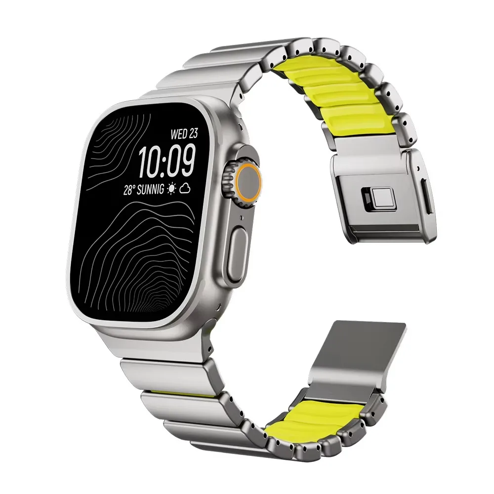 Titanium Rubber Band for Apple Watch Ultra 3 2 49mm series 11 10 46mm 42mm Magnetic Strap for Iwatch 9 8 7 45mm 6 5 4 Se3 44mm